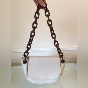 Simon Miller Bend Off White Leather Chain Link Shoulder  Bag